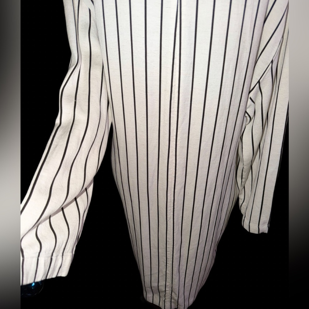Top Shop Womens Long Jacket slimming vertical stripes, lined size 8/10 - Picture 4 of 8